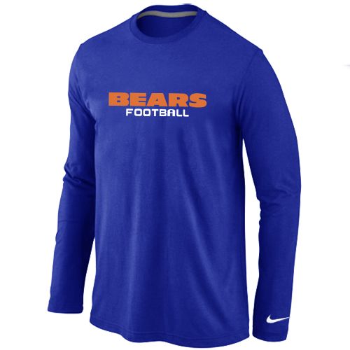 Nike Chicago Bears Authentic Font Long Sleeve NFL T-Shirt - Blue